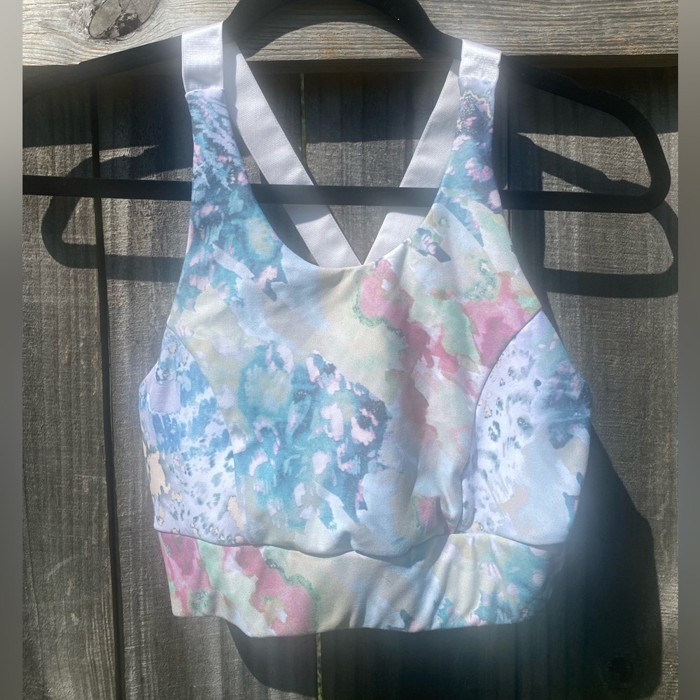 Becco Colorful Abstract Print sports bra Sz S